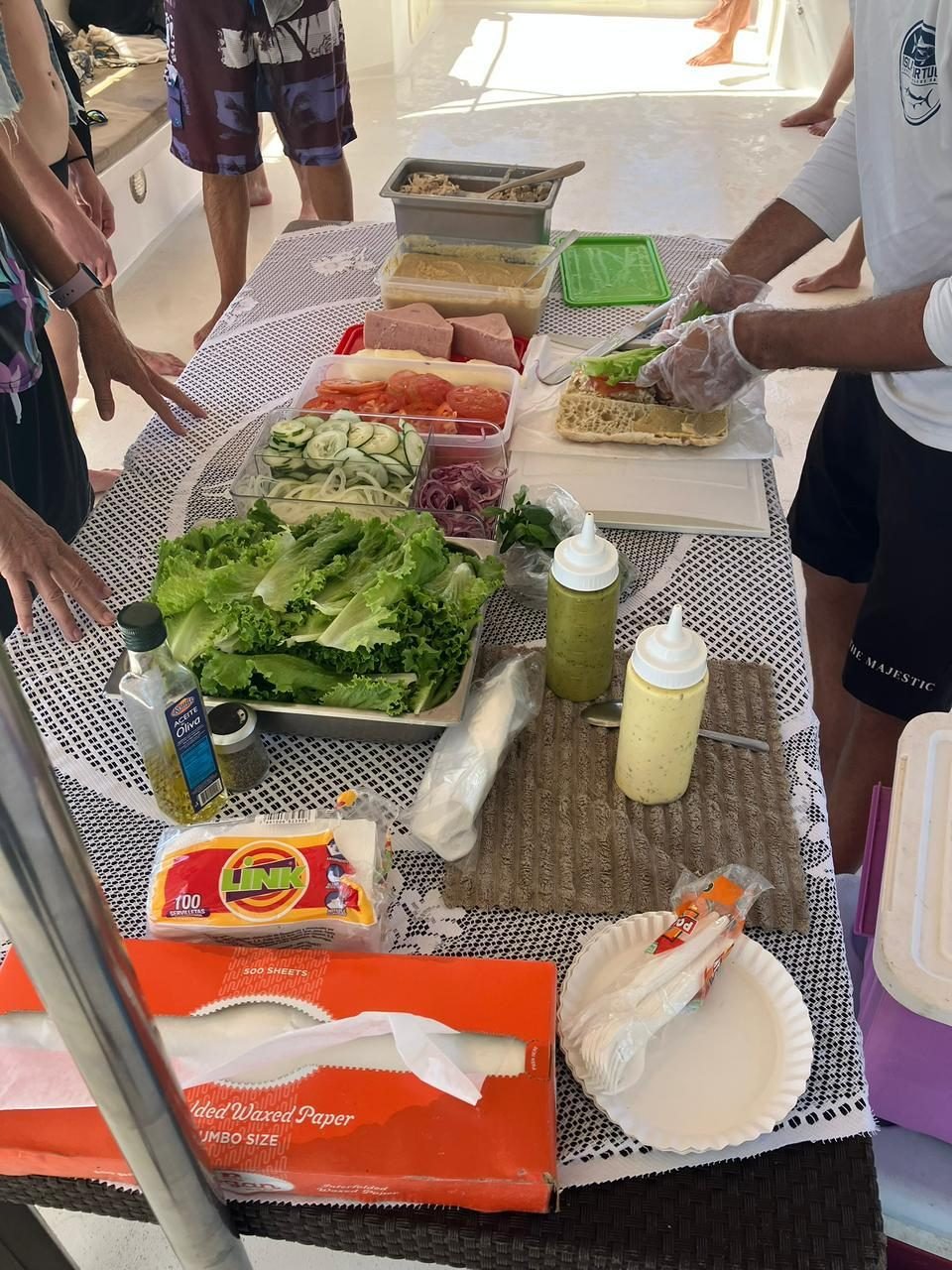 Fresh sandwich buffet on board